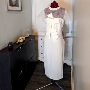 JS Collection White Bow Dress sz 8